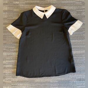 Women’s CeCe Black and Cream Blouse Short Sleeved Size X-Small